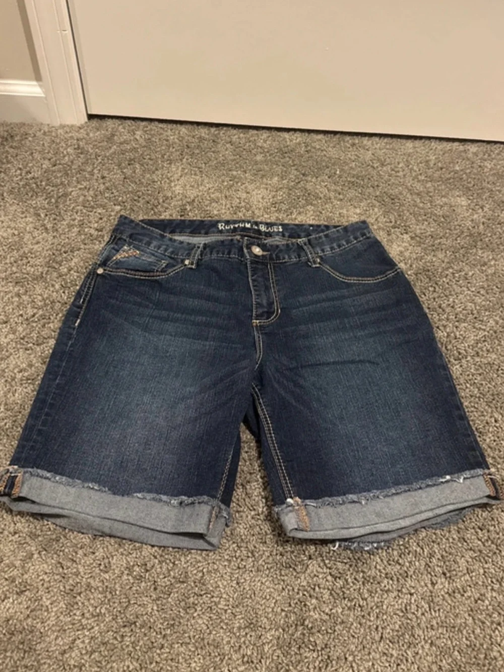 Dark Blue Denim Shorts